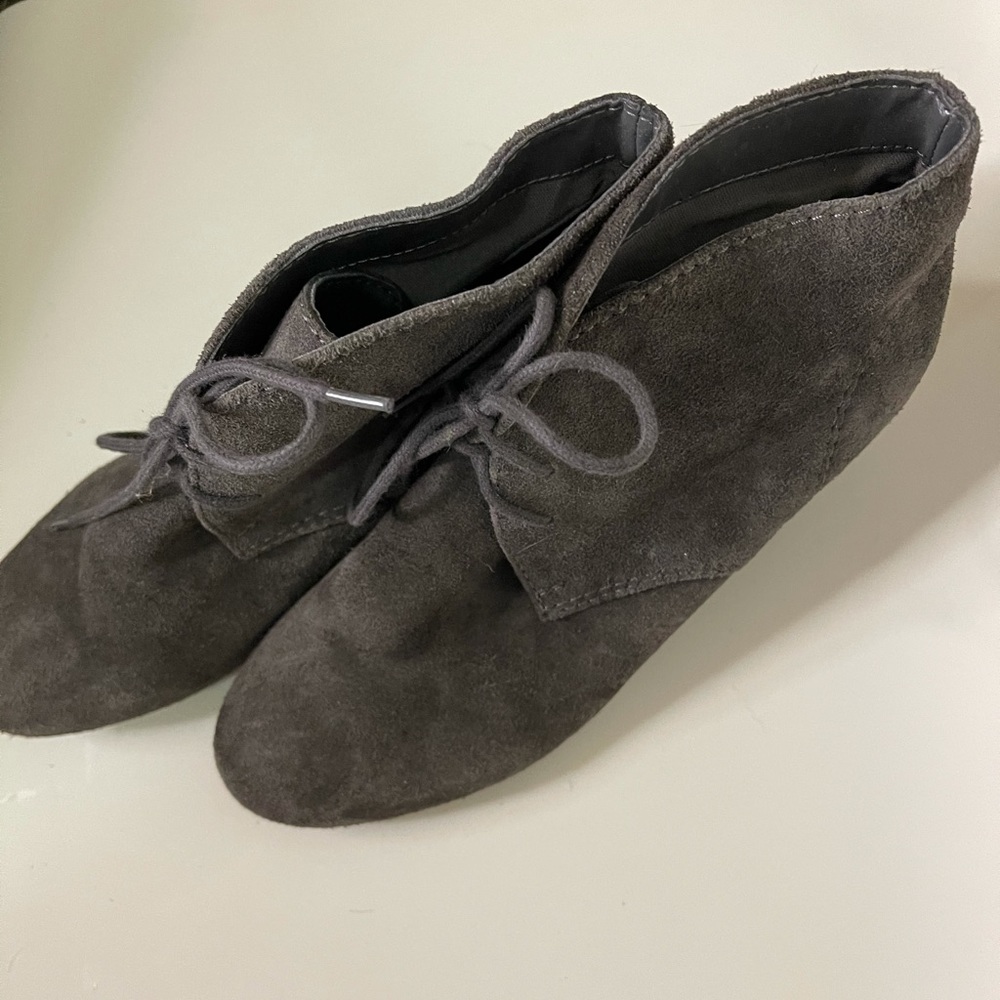 Grey Nine West Wedge Booties